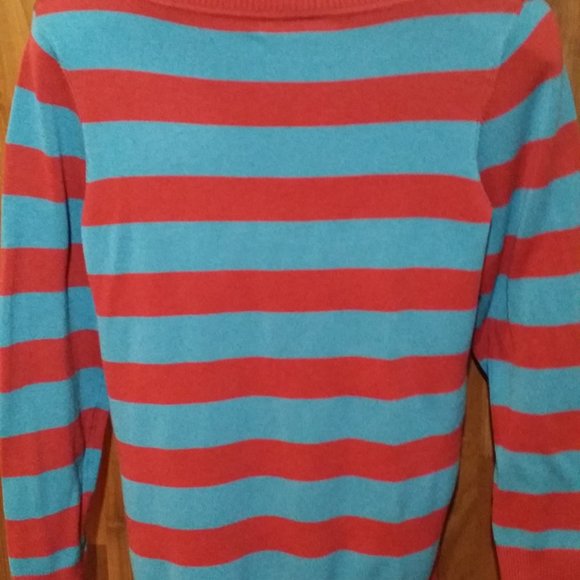 Red and Turquoise Striped Sweatshirt - Picture 3 of 6